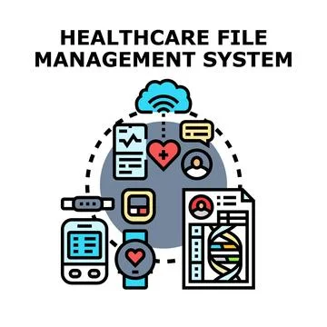 Healthcare file management system data processing Stock Illustration