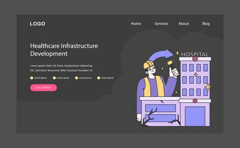 Healthcare Infrastructure Development concept. Flat vector illustration. Illustrazione stock
