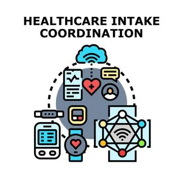 Healthcare intake coordination using digital technology and patient data ma.. Stock Illustration