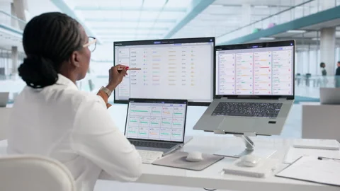 Healthcare Manager Using Laptop Video stock 337645084