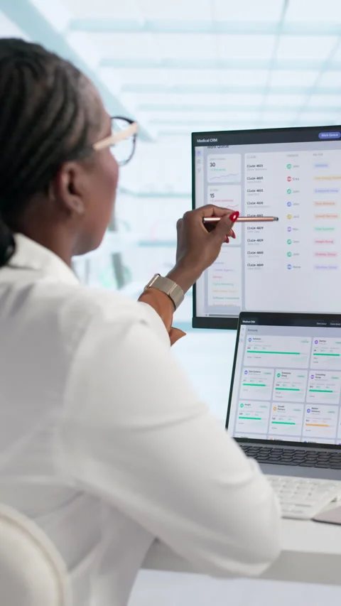 Healthcare Manager Using Laptop Stock Footage 339187049