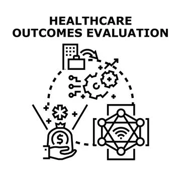 Healthcare outcomes evaluation process assessing quality and cost Stock Illustration