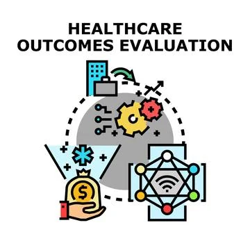 Healthcare outcomes evaluation process assessing quality and cost Stock Illustration