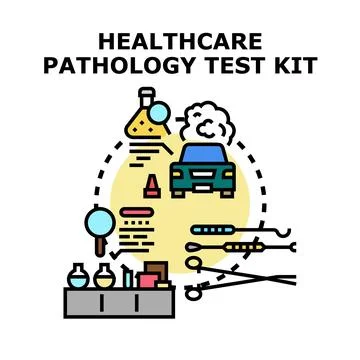Healthcare pathology test kit testing diagnostics concept Stock Illustration