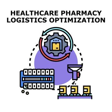 Healthcare pharmacy logistics optimization process concept Stock Illustration