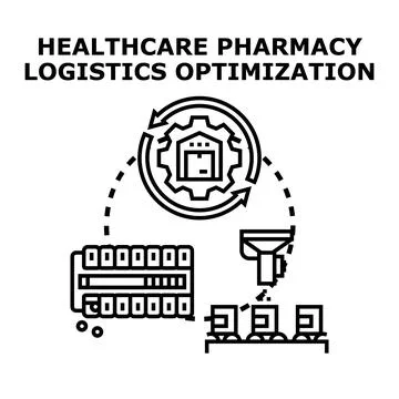 Healthcare pharmacy logistics optimization process concept Stock Illustration