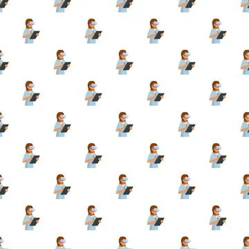 Healthcare professional using virtual reality device seamless pattern Illustrazione stock