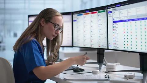 Healthcare Provider Working With Credentialing Software Desktop Stock Footage 340400472