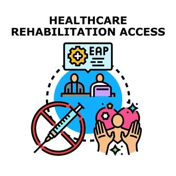 Healthcare rehabilitation program accessing eap benefits concept Illustrazione stock