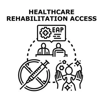 Healthcare rehabilitation program accessing eap benefits concept Stock Illustration