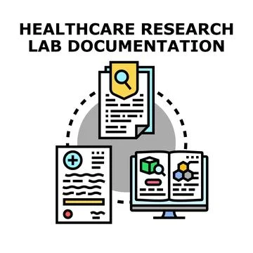 Healthcare research lab documentation process managing patient data Stockillustratie