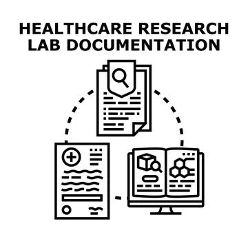 Healthcare research lab documentation process managing patient data Stock Illustration