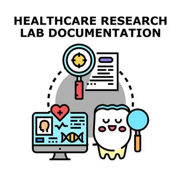 Healthcare research lab documentation process and analysis Stock Illustration