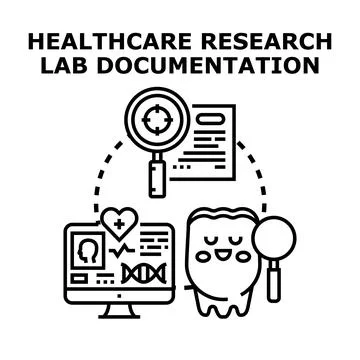 Healthcare research lab documentation process and analysis Stock Illustration