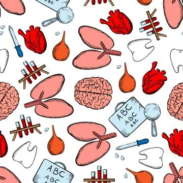 Healthcare seamless pattern with objects Stock Illustration