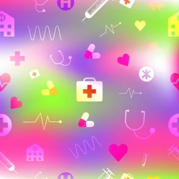 Healthcare Seamless Pattern.Veterinary seamless pattern. Flat design. hologra Stock Photos