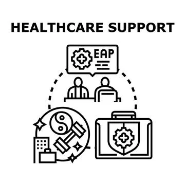 Healthcare support program providing employee assistance concept Stock Illustration