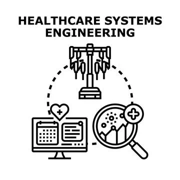 Healthcare systems engineering concept improving medical management Stock Illustration