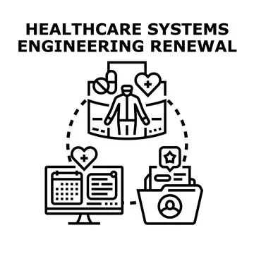 Healthcare systems engineering renewal optimizing medical processes Stock Illustration