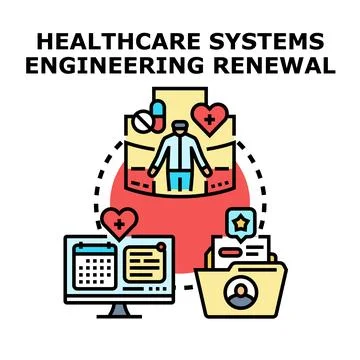 Healthcare systems engineering renewal optimizing medical processes Stock Illustration