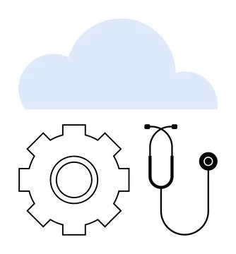 Healthcare technology, cloud computing, data security, innovation, medical co Stock Illustration