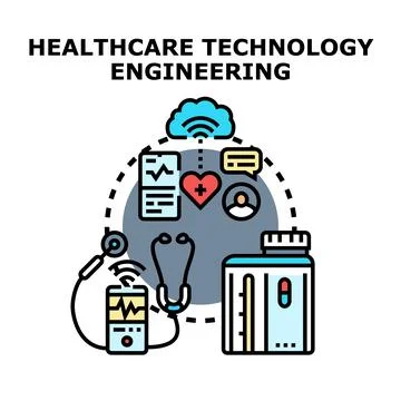 Healthcare technology engineering medical data concept Stock Illustration