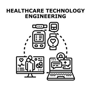 Healthcare technology engineering medical data innovation Stock Illustration