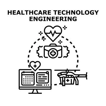Healthcare technology engineering system concept illustration Stock Illustration