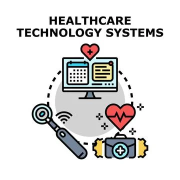 Healthcare technology systems developing digital medicine solutions Illustrazione stock