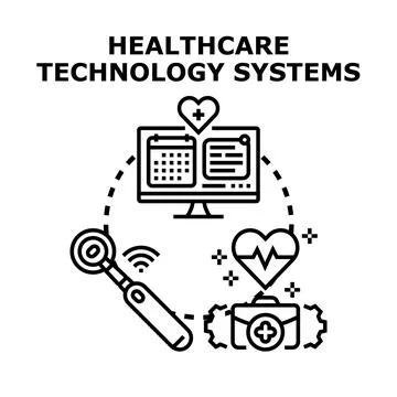 Healthcare technology systems developing digital medicine solutions Stock Illustration