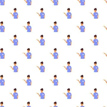 Healthcare worker pointing, seamless pattern for medical services Stock Illustration