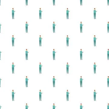 Healthcare worker seamless pattern showing medical staff uniform Stock Illustration