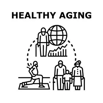 Healthy aging concept, elderly people active life Stock Illustration
