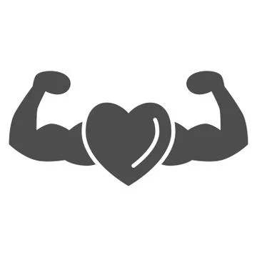 Healthy and strong heart solid icon, Gym concept, strong health sign on white Stockillustratie
