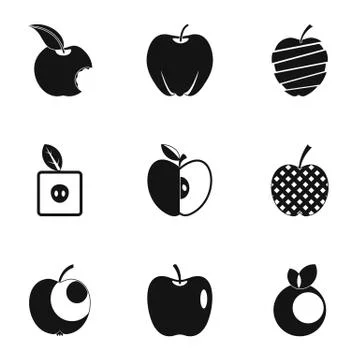 Healthy apple icon set, simple style 스톡 일러스트