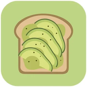 Healthy avocado toast bread slice food icon Stock Illustration