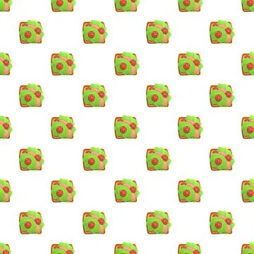 Healthy avocado toast pattern repeating on white background Stock Illustration