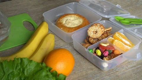 Healthy Back to School Lunch Box Stock Footage 96997107
