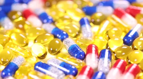 Healthy background, Pills, Tablets, Capsule background Stock Footage 63303416