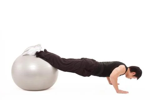 A healthy ball Alone Work hard Indoor Shed shot Muscle Side Oriental Vitality Stock Photos