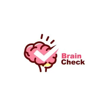 Healthy brain anatomy logo vector icon illustration with check mark Illustrazione stock