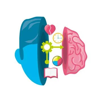 Healthy brain with gears process work Stock Illustration