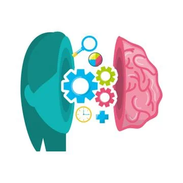 Healthy brain with gears process work Stock Illustration