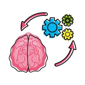Healthy brain with gears process work 스톡 일러스트