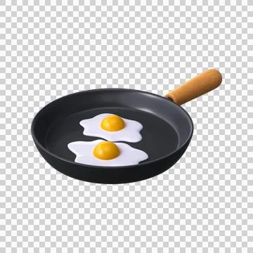 Healthy breakfast 3d boiled eggs in a frying pan Stock Illustration