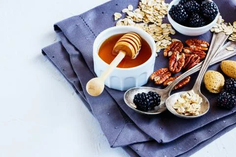 Healthy breakfast background Stock Photos