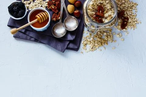 Healthy breakfast background Stock Photos