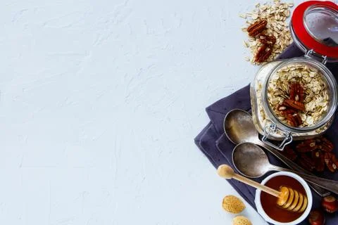 Healthy breakfast background Stock Photos