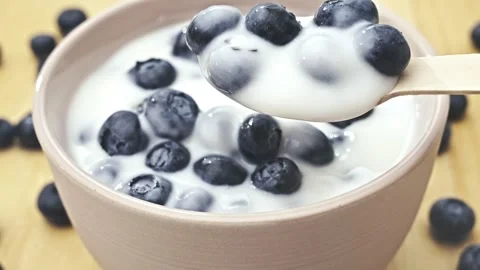 Healthy breakfast with blueberry Stock Footage 246655427