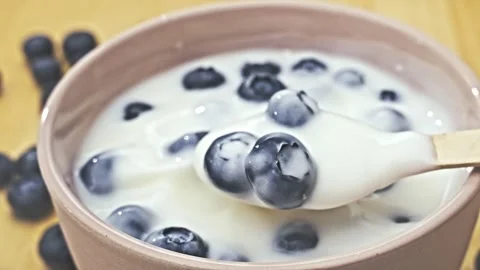 Healthy breakfast with blueberry Stock Footage 246655512